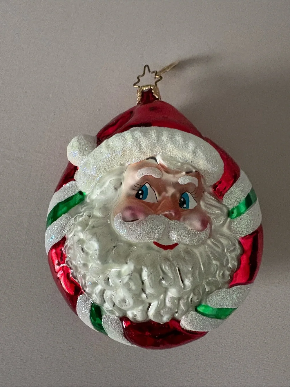 Christopher Radco Santa/Reindeer Double Sided Glass Ornament 2002